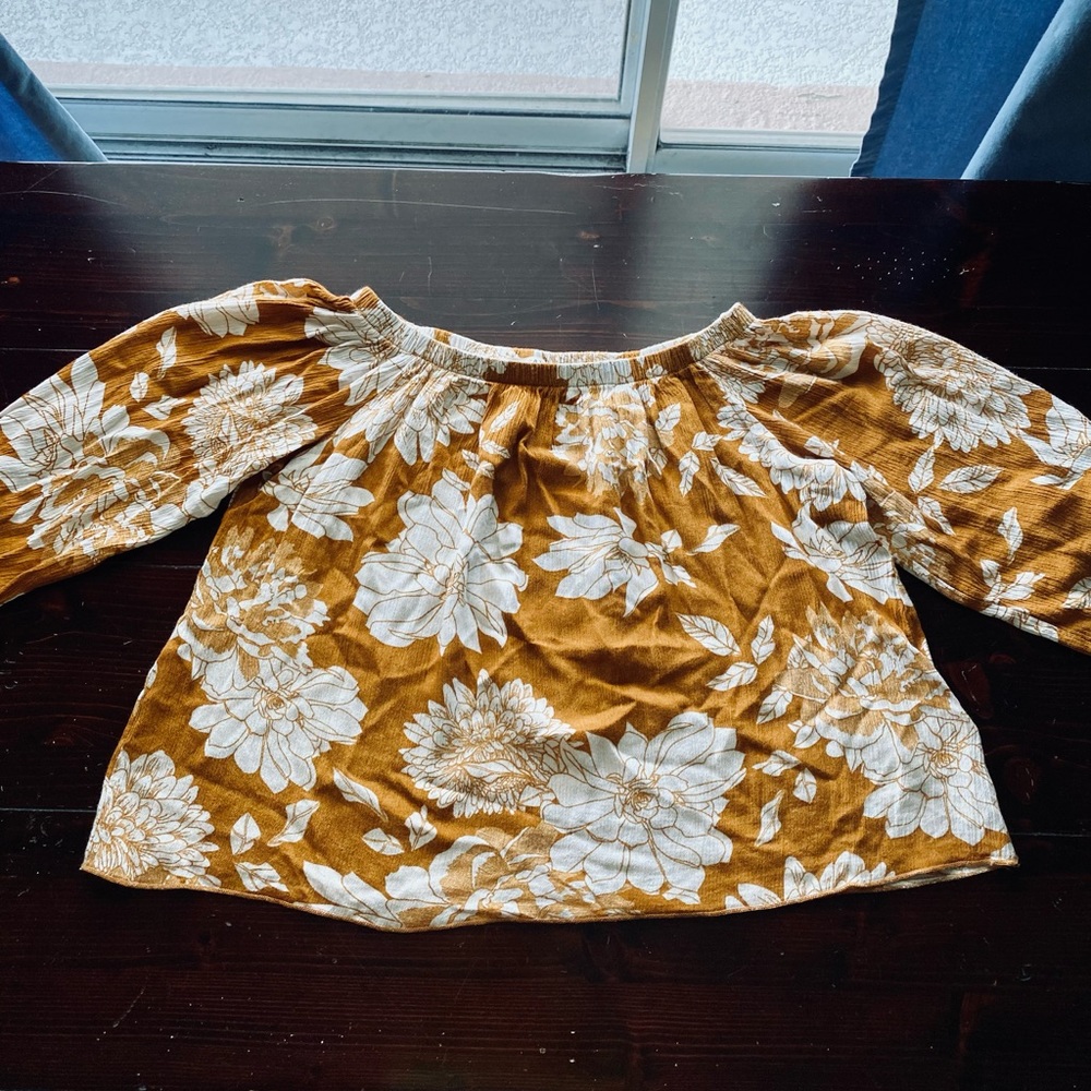 Papaya Orange/Yellow Off-Shoulder Top